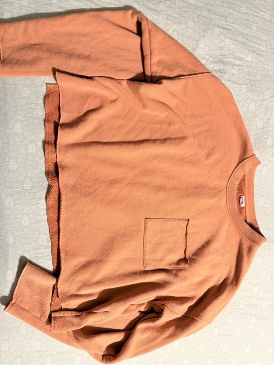 aerie Tops - aerie Cropped Pocket Crew Sweatshirt - Rust